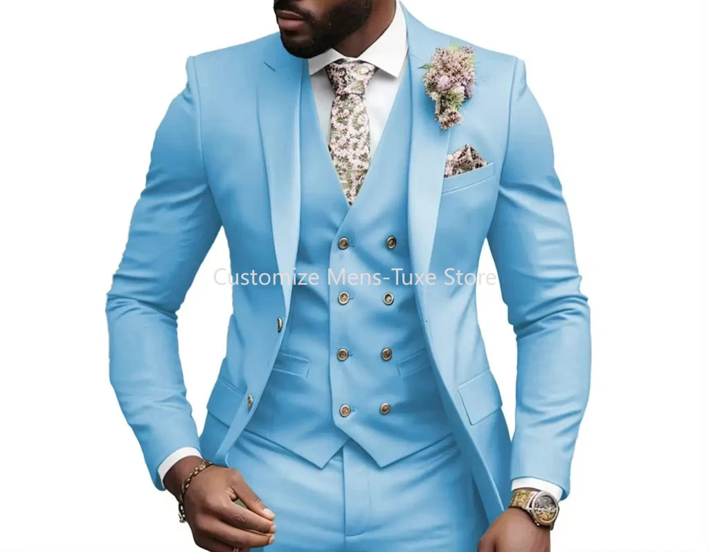 Derniers hommes costumes 3 pièces ensemble formel affaires mince costume pour hommes mariage marié bal Tuxedos luxe homme robe manteau gilet pantalon