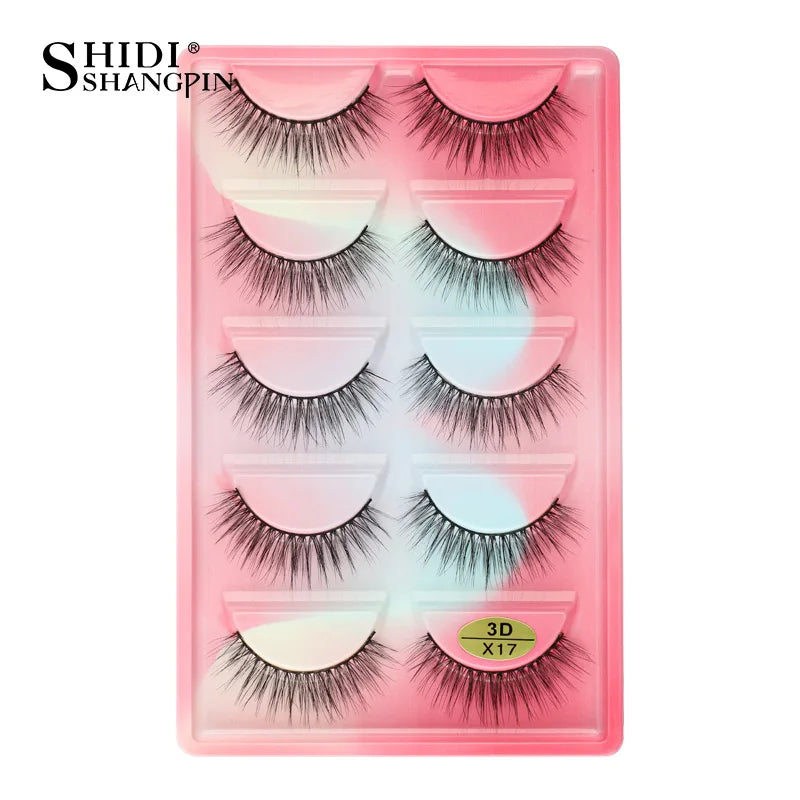 Cils 3D en faux vison X05, cils postiches volumineux et légers, 5 paires réutilisables, cils doux et volumineux, aspect naturel pour le maquillage quotidien et les soirées