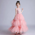 Robe Longue Rose pour Fille, Tenue de Bal Élégante, pour ixde Noël, Mariage Formel, pour Enfant de 4 à 12 Ans