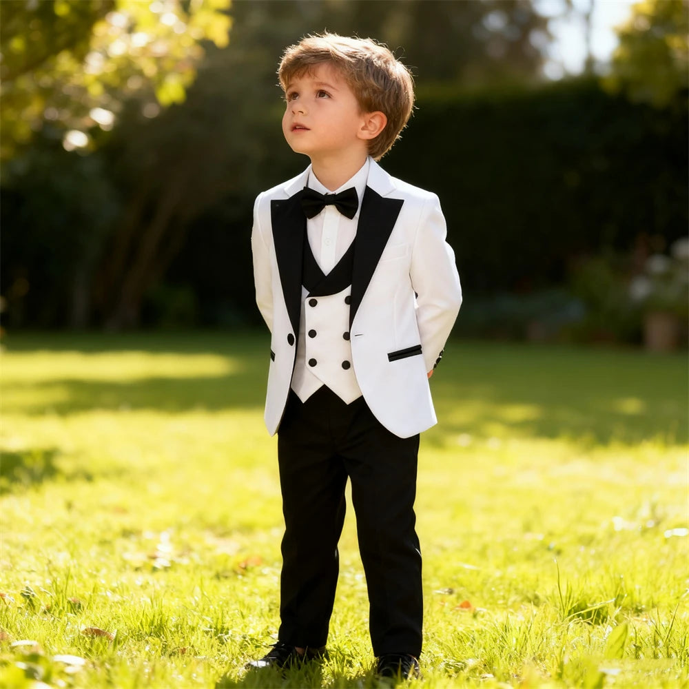 DTLumika – ensemble de costume de marque pour garçons de 3 à 14 ans, veste de costume classique à col noir, gilet et pantalon, ensemble avec nœud papillon, costumes de fête de Communion pour tout-petits