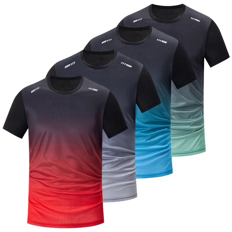1/2/4/6 pièces hommes Style sportif saisonnier dégradé séchage rapide multicolore haut à manches courtes décontracté course noir ensemble Short et haut