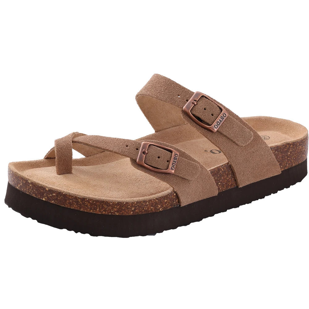 Comwarm – Mules en daim pour femmes, pantoufles, sabots pour hommes, sandales à semelle intérieure en liège avec Support d'arc, diapositives de plage en plein air, chaussures de maison