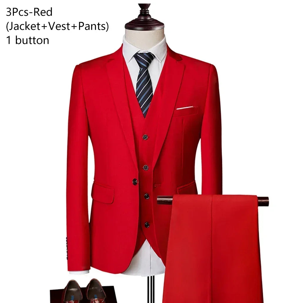 Costumes pour hommes élégant mariage 3 pièces Blazers tenue 2 ensemble vestes gilet pantalon complet 2025 mode classique affaires formel