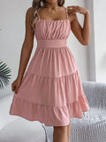 Robe décontractée à volants pour les vacances, collection Printemps-Été 2026, robes unies pour femme, Vêtements pour la Saint-Valentin, Rose et Bleu