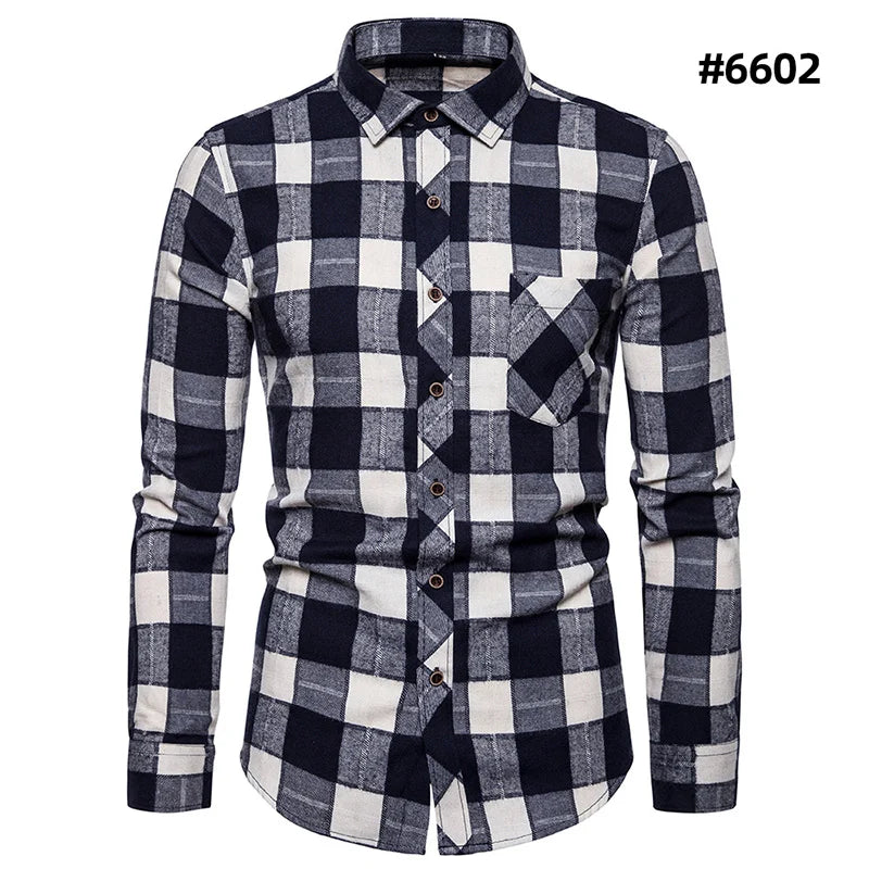 Chemises à carreaux à manches longues pour hommes, chemises formelles classiques à carreaux, décontractées, en coton, à la mode, printemps, automne
