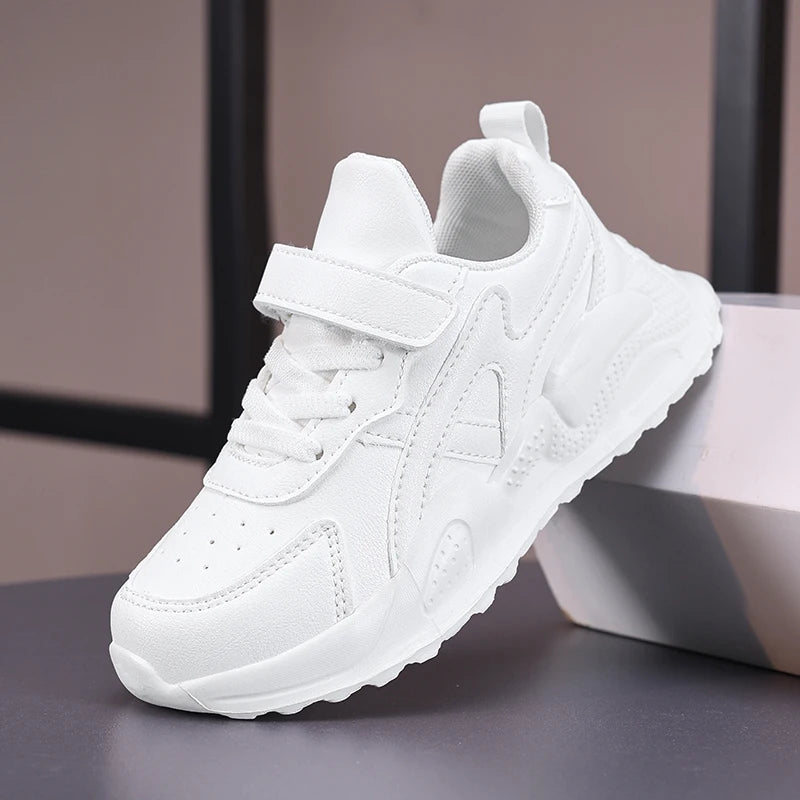 Chaussures décontractées en cuir blanc pour enfants, baskets de course respirantes pour garçons et filles, pour Sports de plein air, marche scolaire, Tennis antidérapantes