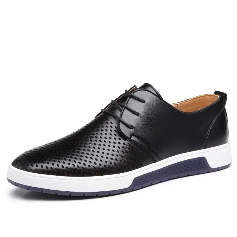 Mocassins creux en maille respirante pour hommes, chaussures plates d'été, chaussures de conduite pour hommes, chaussures en cuir d'affaires classiques à lacets, mode 2024
