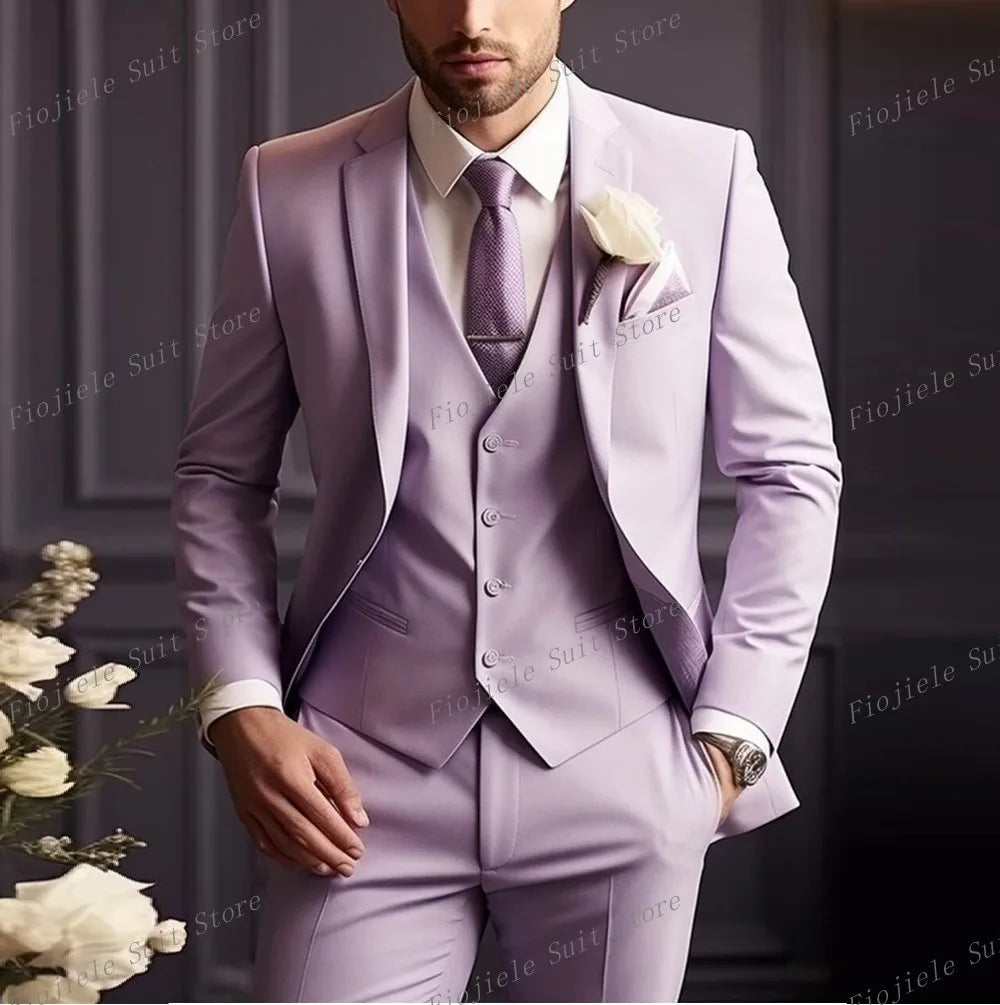 Costume ivoire pour hommes, Tuxedos d'affaires pour occasions formelles, marié, fête de mariage, bal de promo, ensemble 3 pièces, Blazer, gilet, pantalon