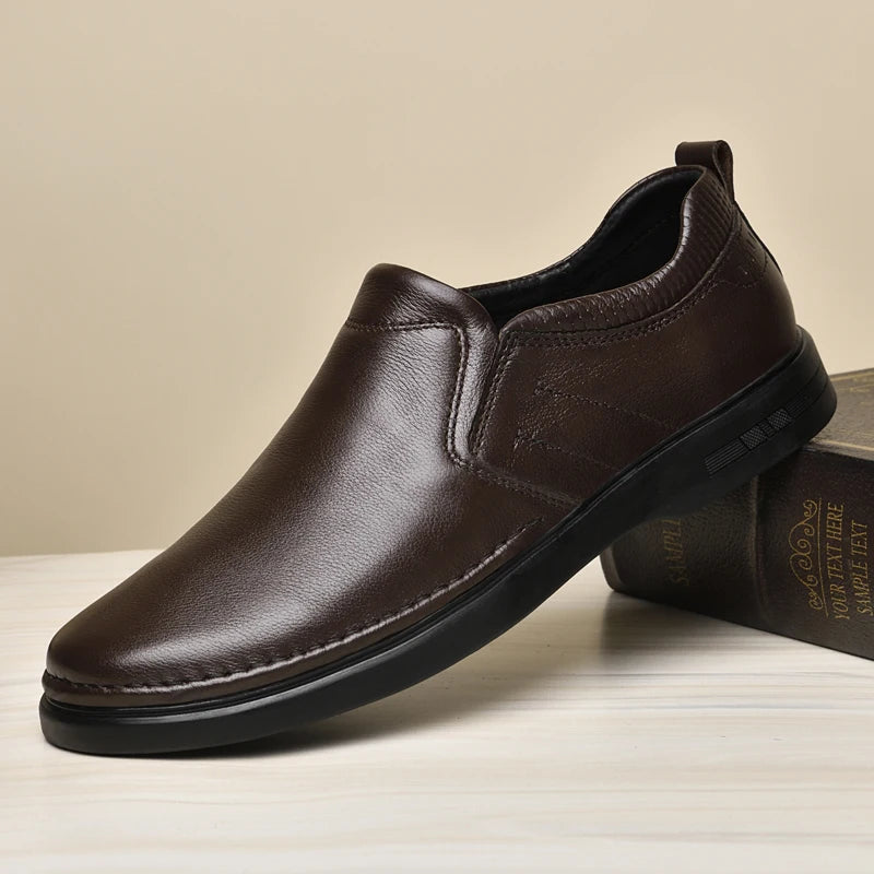 Chaussures décontractées en cuir véritable pour hommes, mocassins à enfiler, chaussures de conduite confortables, semelle souple, extérieur, printemps, été