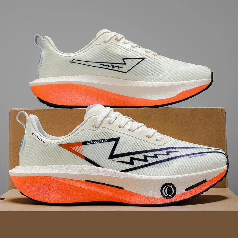 Chaussures de course respirantes à semelle épaisse avec plaque en carbone pour hommes, baskets unisexes assorties pour couples, idéales pour le jogging quotidien, professionnelles