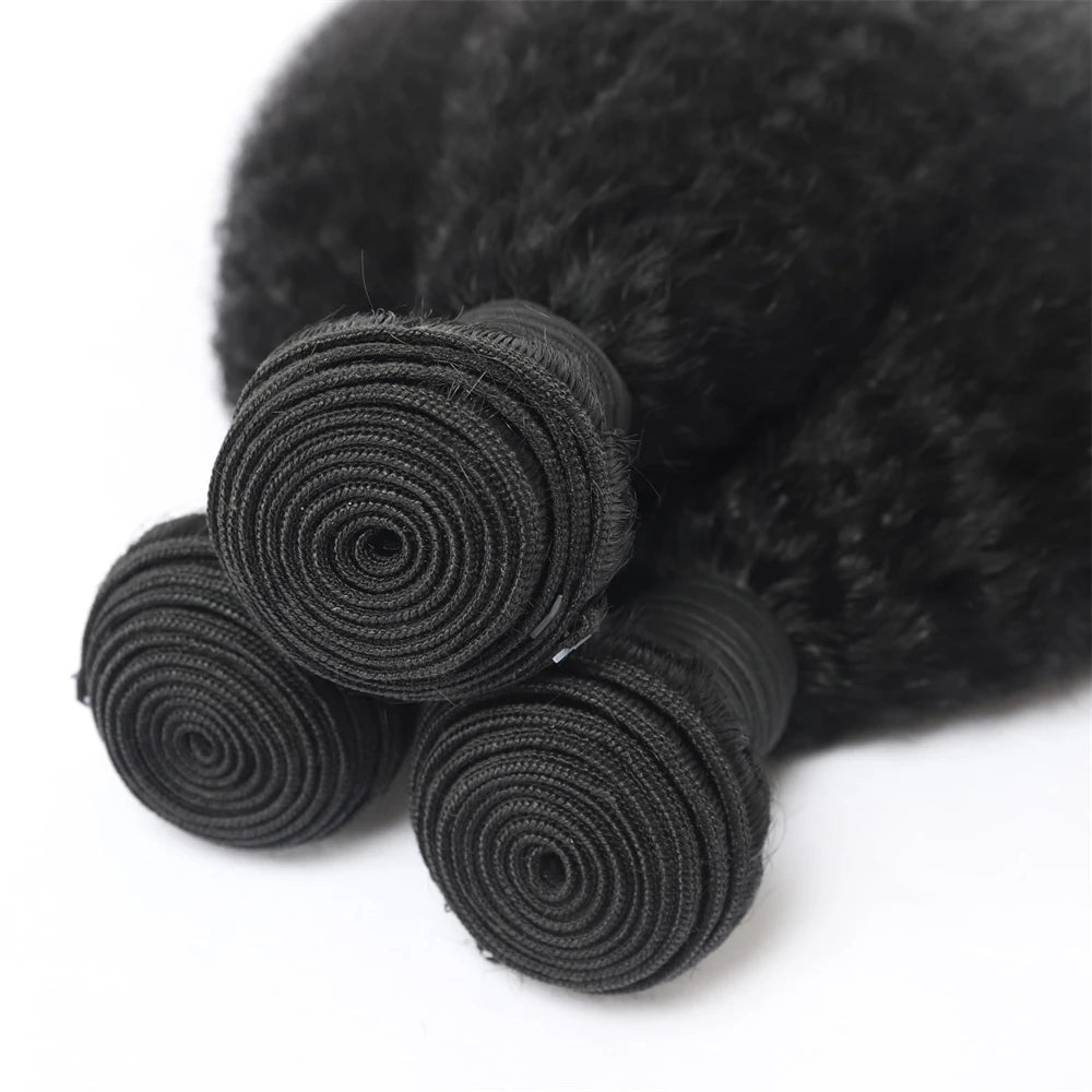 Tissage en lot brésilien Yaki naturel crépu lisse, Extension de cheveux vierges, lot de 1/3/4 pour un tissage rapide