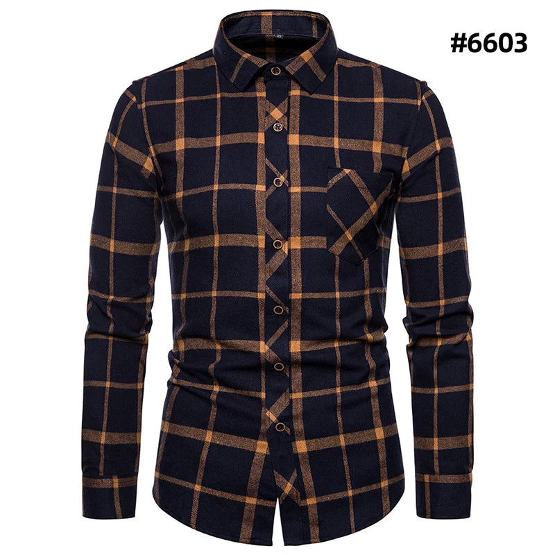 Chemises à carreaux à manches longues pour hommes, chemises formelles classiques à carreaux, décontractées, en coton, à la mode, printemps, automne