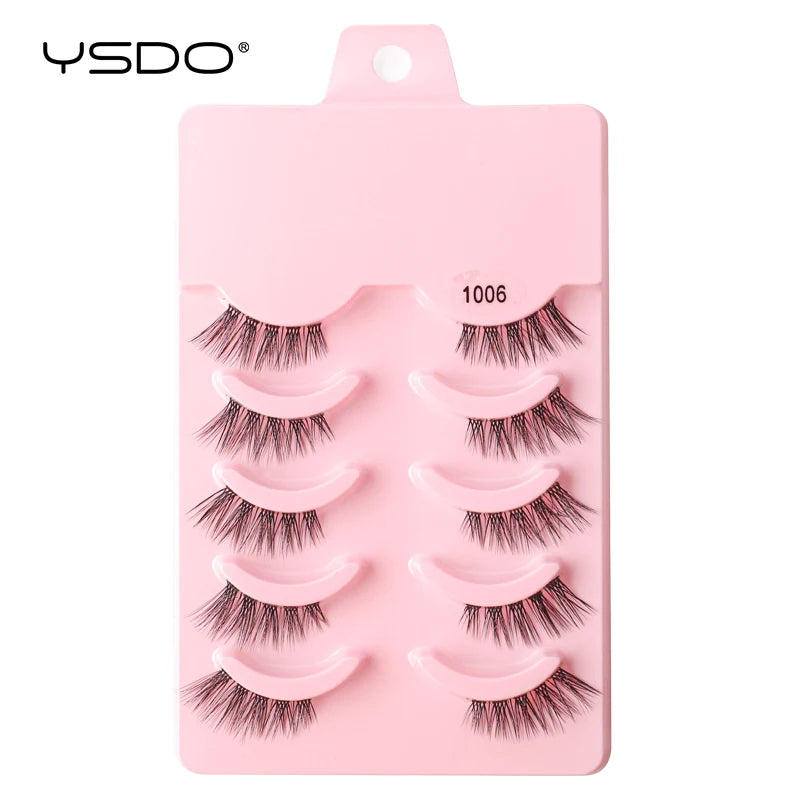 YSDO-Demi cils de chat doux, bande claire naturelle, faux cils, contaminants naturels, py, faux cils de vison 3D, outils de maquillage, 5/10 paires