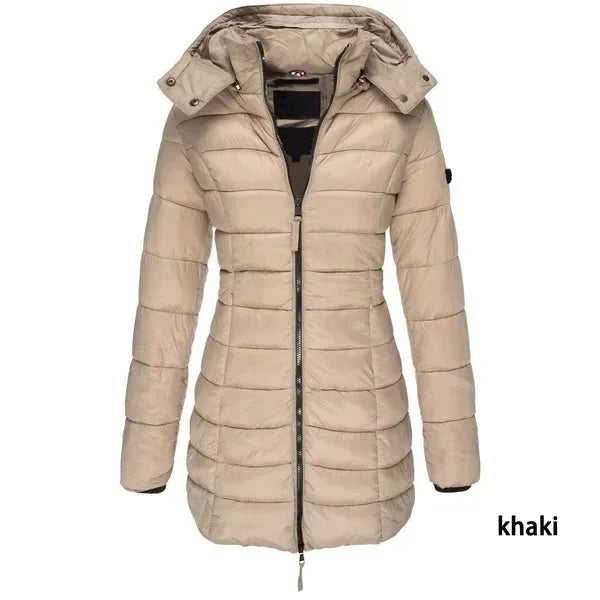Parka chaude à capuche pour femme, manteaux rembourrés en coton épais, couleur unie, mi-longue, décontracté, Slim, Streetwear, pardessus, nouvelle collection hiver