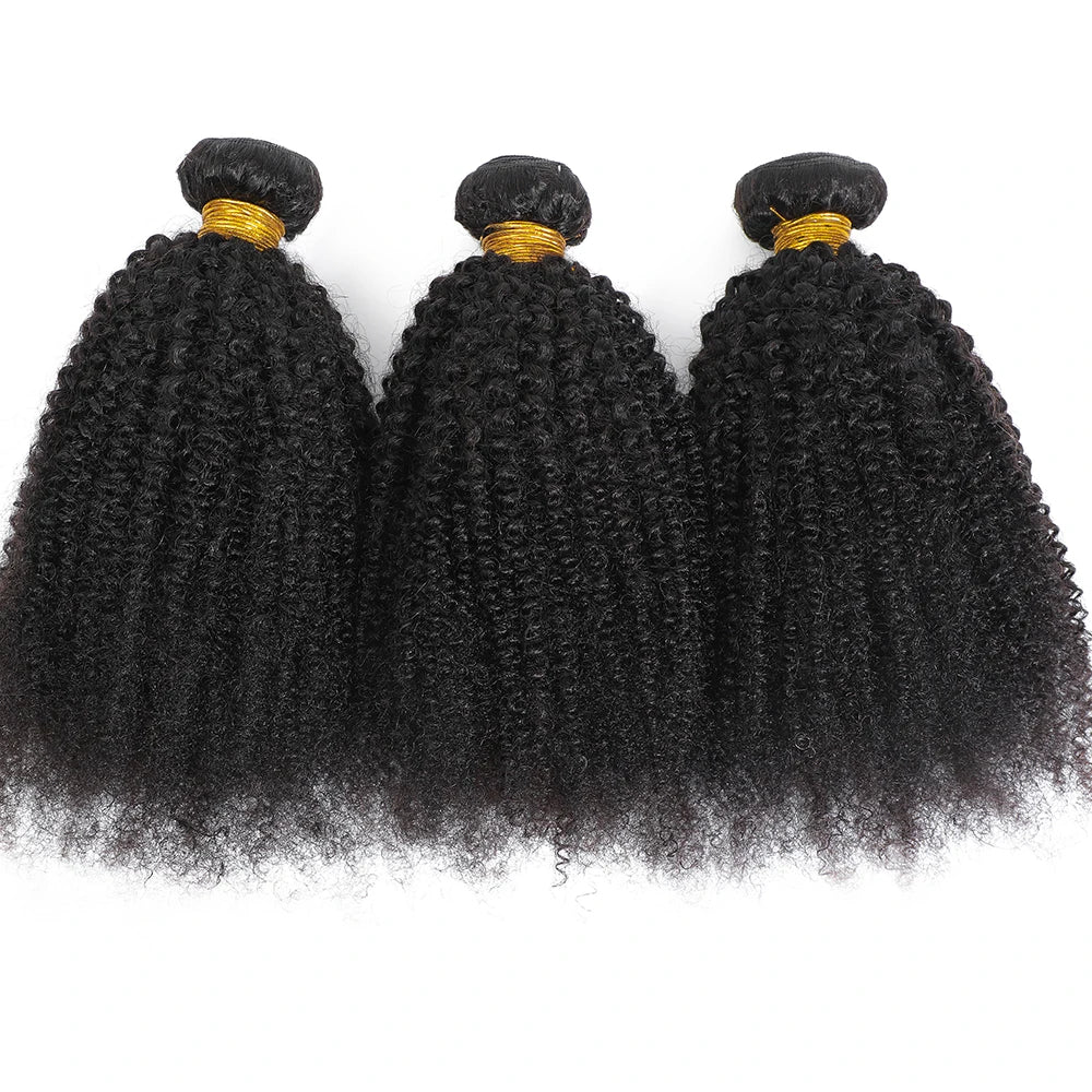 Extensions de cheveux humains naturels vierges indiens bruts, bouclés afro crépus 4B 4C, doux, en trame