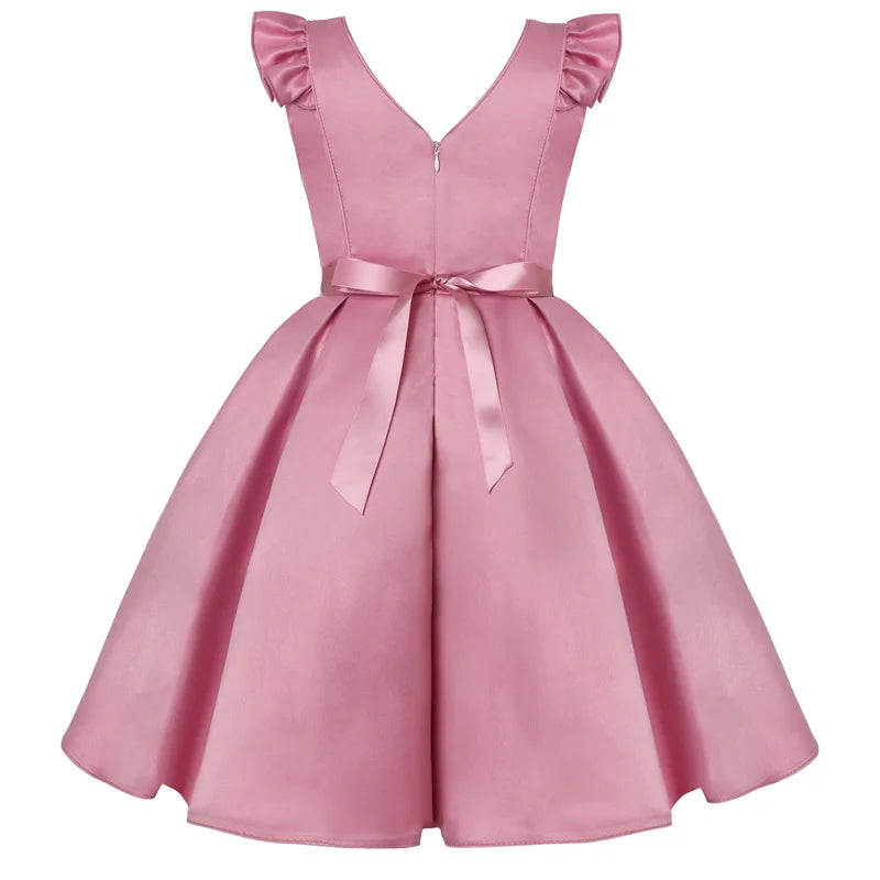 Robe d'été brodée de fleurs et de paillettes pour filles de 3 à 10 ans, sans manches, robes de princesse de fête, cadeau de noël et d'anniversaire, vêtements décontractés pour enfants