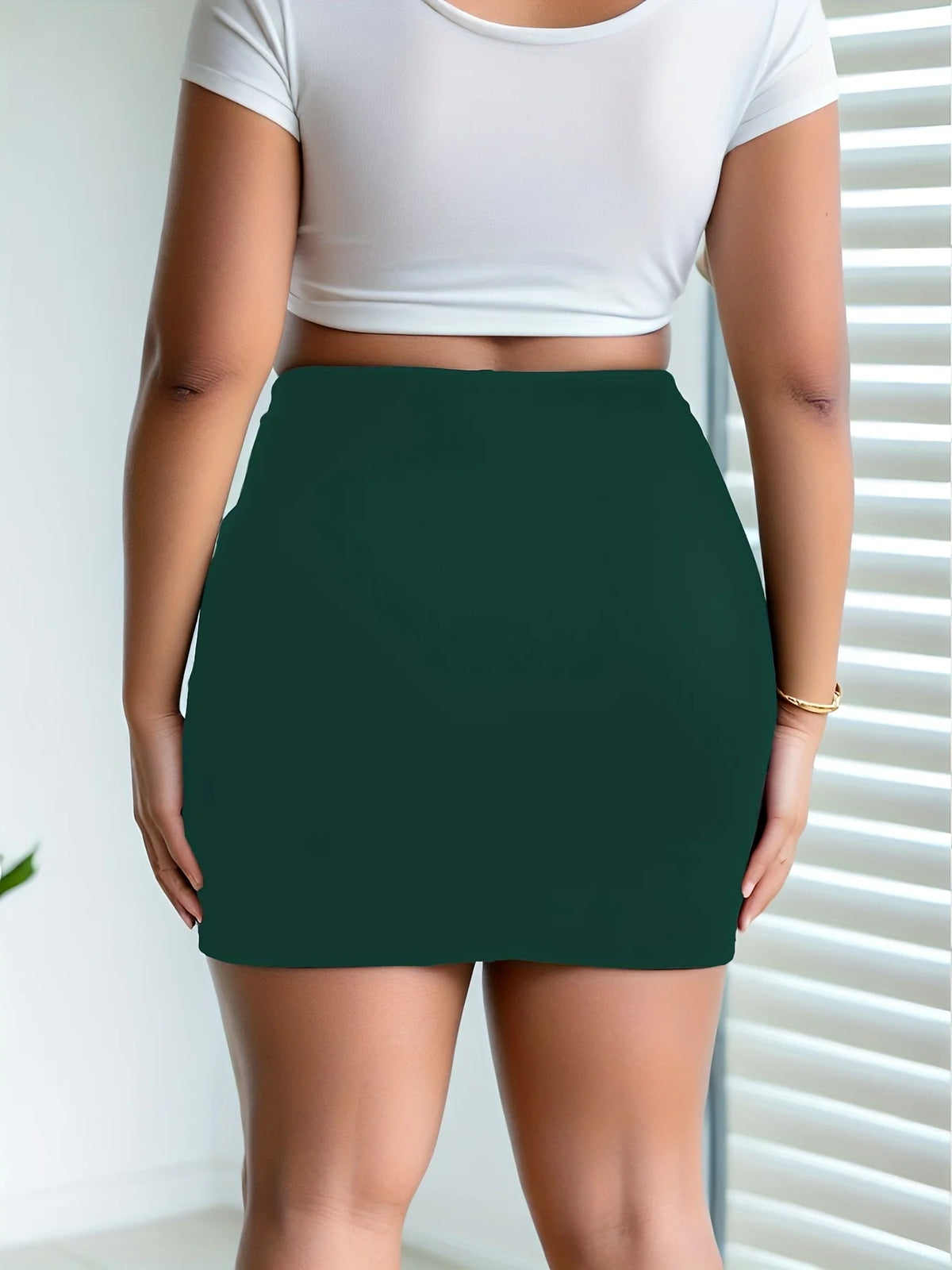 Mini jupe moulante de couleur unie pour femme, grande taille, avec fente latérale, jupe crayon à la mode