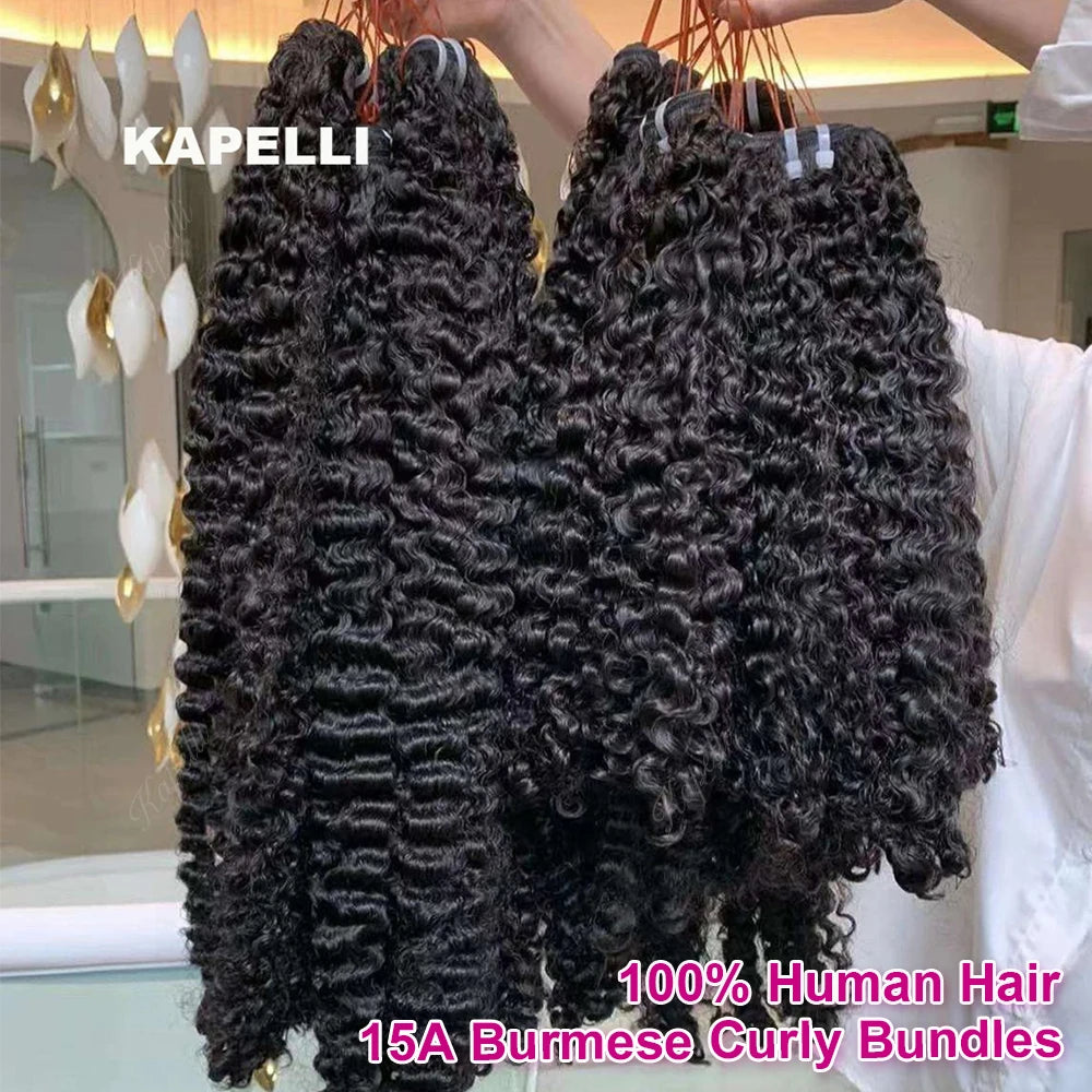 Extensions de Cheveux Humains Bruts Vierges Birmans et Vietnamiens Bouclés 10A, Lots de Cheveux Bouclés en Spirale 3C4A, 1/3/4 Pièces