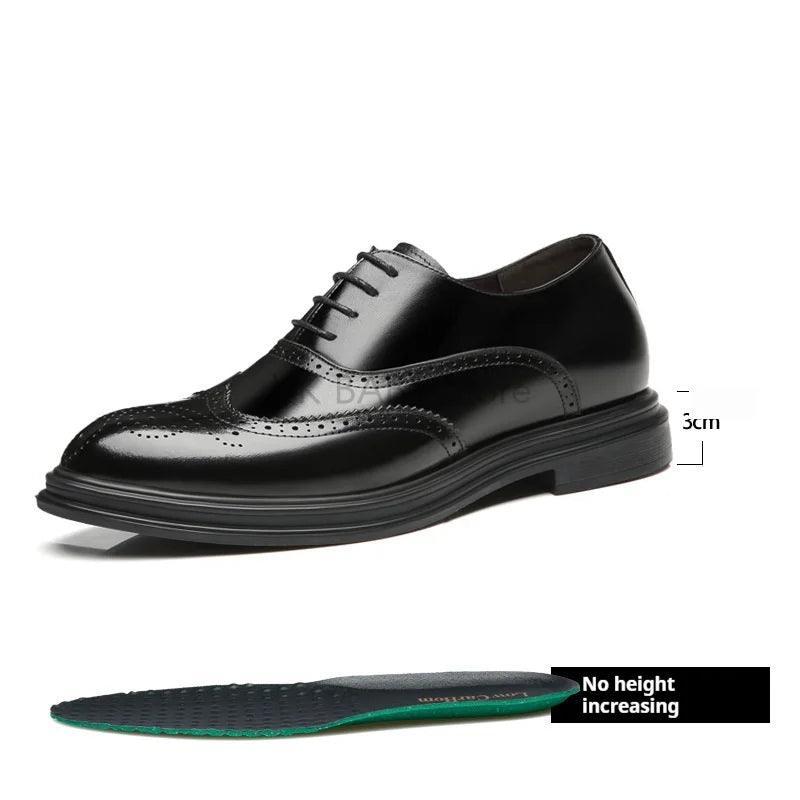 Chaussures rehaussantes pour hommes en cuir véritable style Brogue, augmentation de la hauteur de 8 cm ou 6 cm, chaussures habillées en cuir pour hommes d'affaires