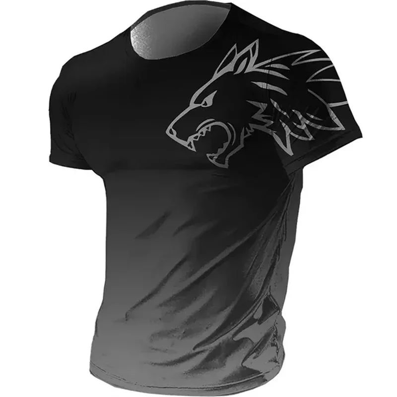 T-shirts pour hommes fitness vêtements de sport 2024 été Vintage hommes 3d imprimé séchage rapide dégradé T-shirt Animal loup à manches courtes