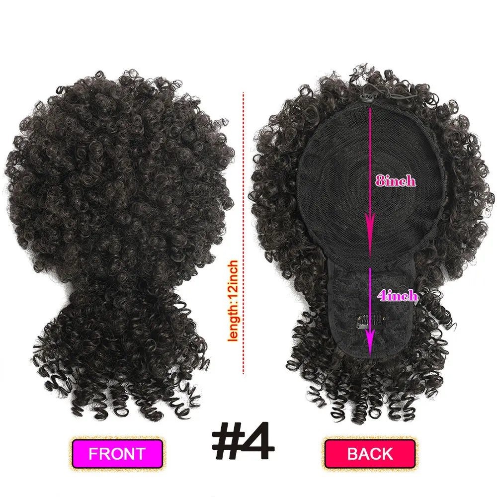 Extensions synthétiques queue de cheval Afro avec cordon de serrage, 10 pouces, pour femmes noires, 4b 4c, cheveux crépus bouclés, chignon, perruques queue de cheval, usage quotidien