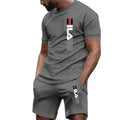 Ensemble pour hommes: T-shirt à manches courtes respirant d'été super confortable en coton soleil de haute qualité + short de jogging décontracté 2 pièces pour hommes