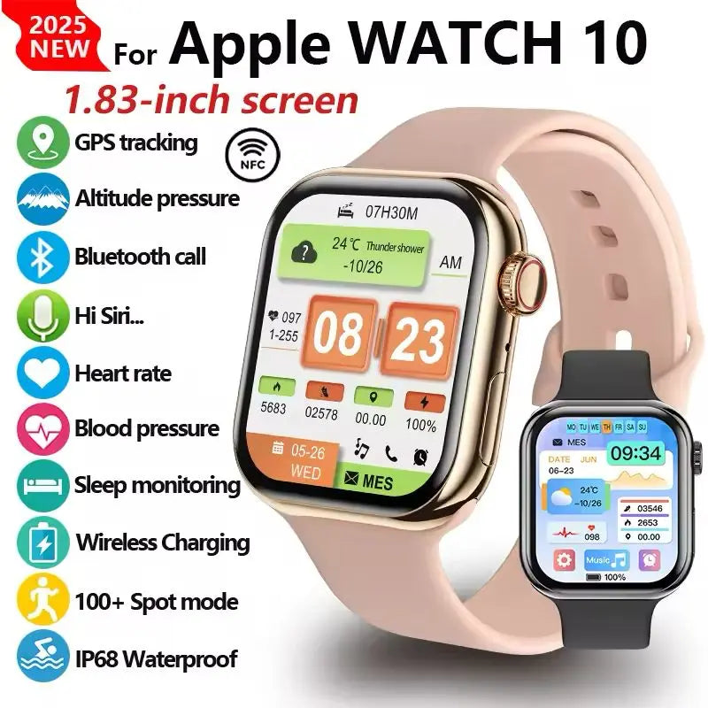 Montre connectée GPS 2026 Série 10 avec mémoire, musique, vidéo, appels Bluetooth, moniteur de fréquence cardiaque, étanche, NFC pour Apple et Android
