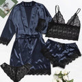 Pyjama Sexy pour femmes, chemises de nuit, Lingerie, short, 4 pièces, Camisole en dentelle, ensemble pyjama, Robe de maison, vêtements de loisirs