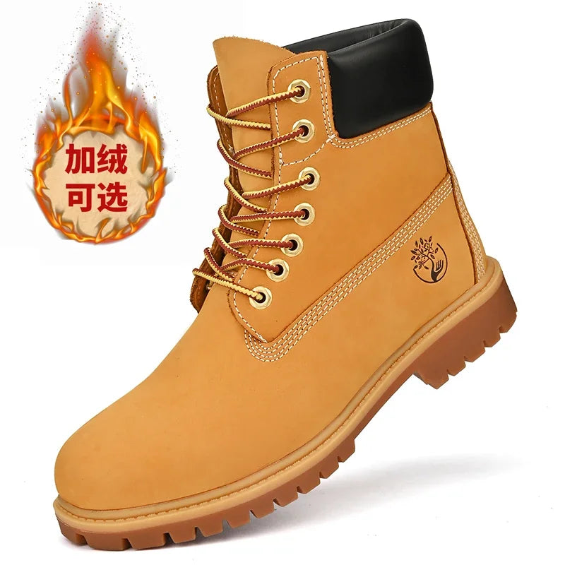 Chaussures de marche pour hommes de haute qualité mode Sports de plein air loisirs bottes hautes hiver velours anti-dérapant plat à lacets bottes pour homme