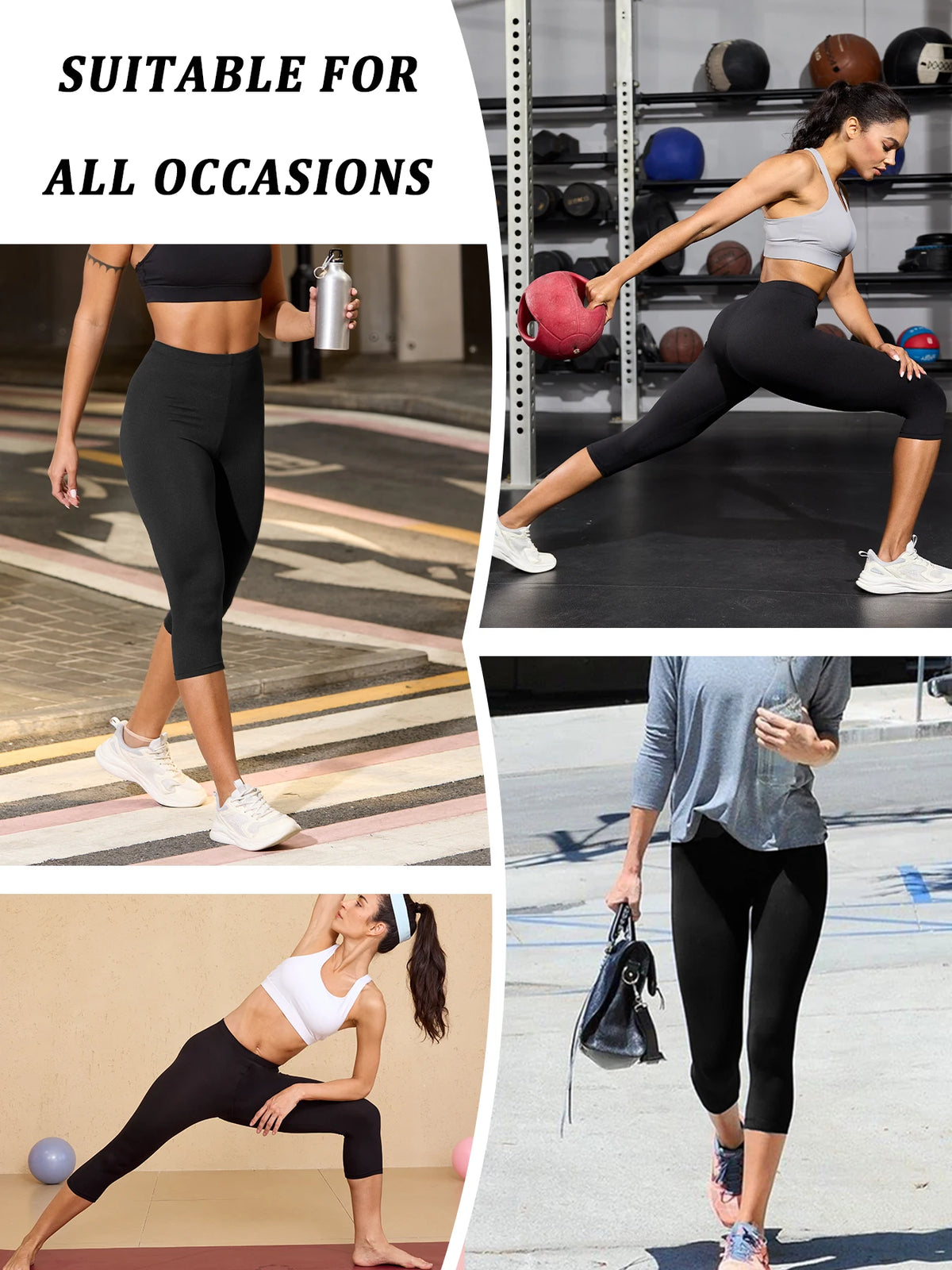 Pantalons capri athlétiques pour femmes, leggings super doux et non transparents pour l'entraînement, le yoga et la course à pied