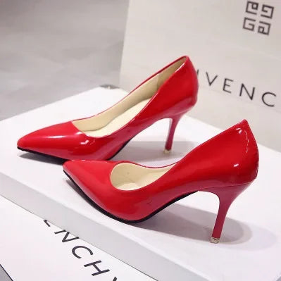 Escarpins à Talons Hauts en Cuir Verni pour Femme, Chaussures de Mariage à Talons Fins, Sexy, Pointues, Taille 44, Nouvelle Collection