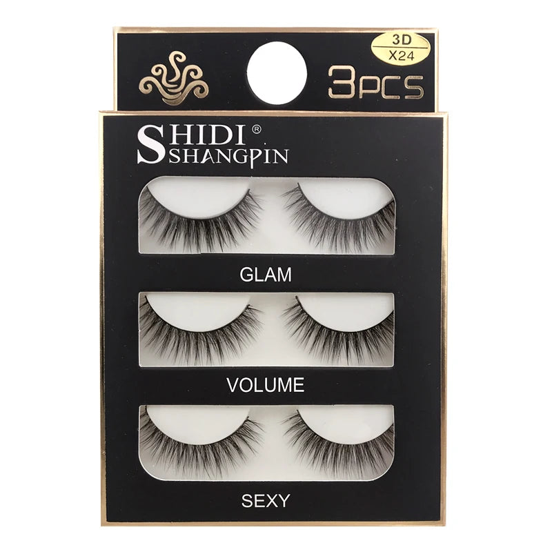 Faux Cils Naturels Longs en Vison 3D, Souples et Moelleux, fissuraminants, Faits à la Main, Outils de Maquillage pour les Yeux, 3 Paires