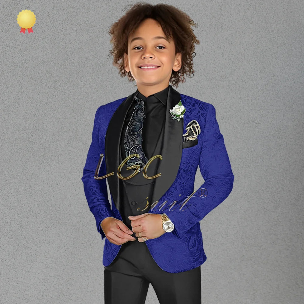 Ensemble 3 pièces en velours noir avec col et queue-de-pie pour garçons, personnalisable pour mariage, fête ou anniversaire, pour les garçons de 3 à 16 ans