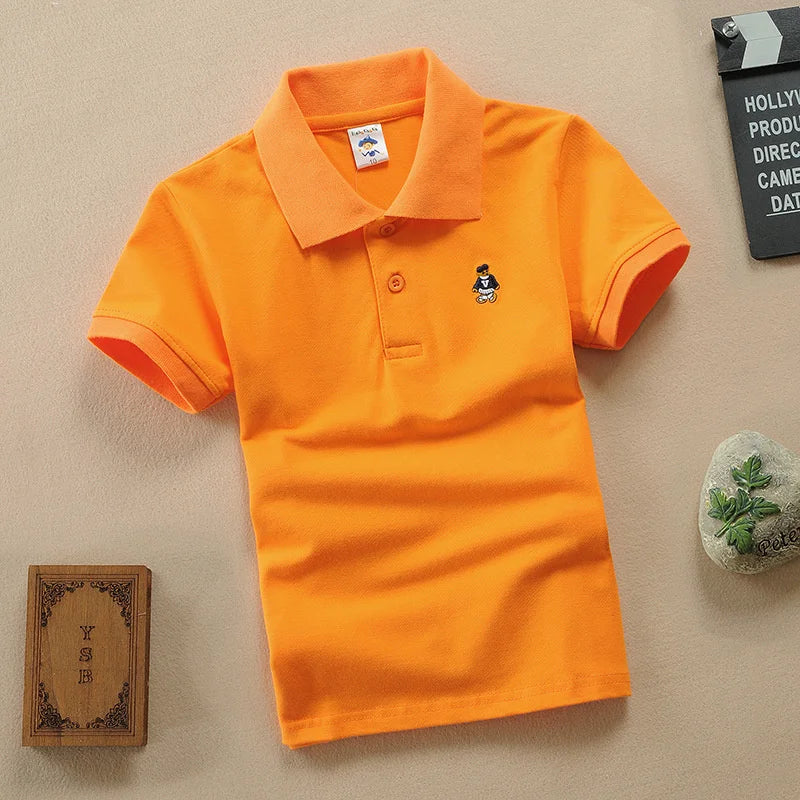 Enfants Polo T-Shirt été garçons à manches courtes t-shirts enfants vêtements mode adolescents vêtements de sport élastiques garçon fille dessin animé couverture en coton