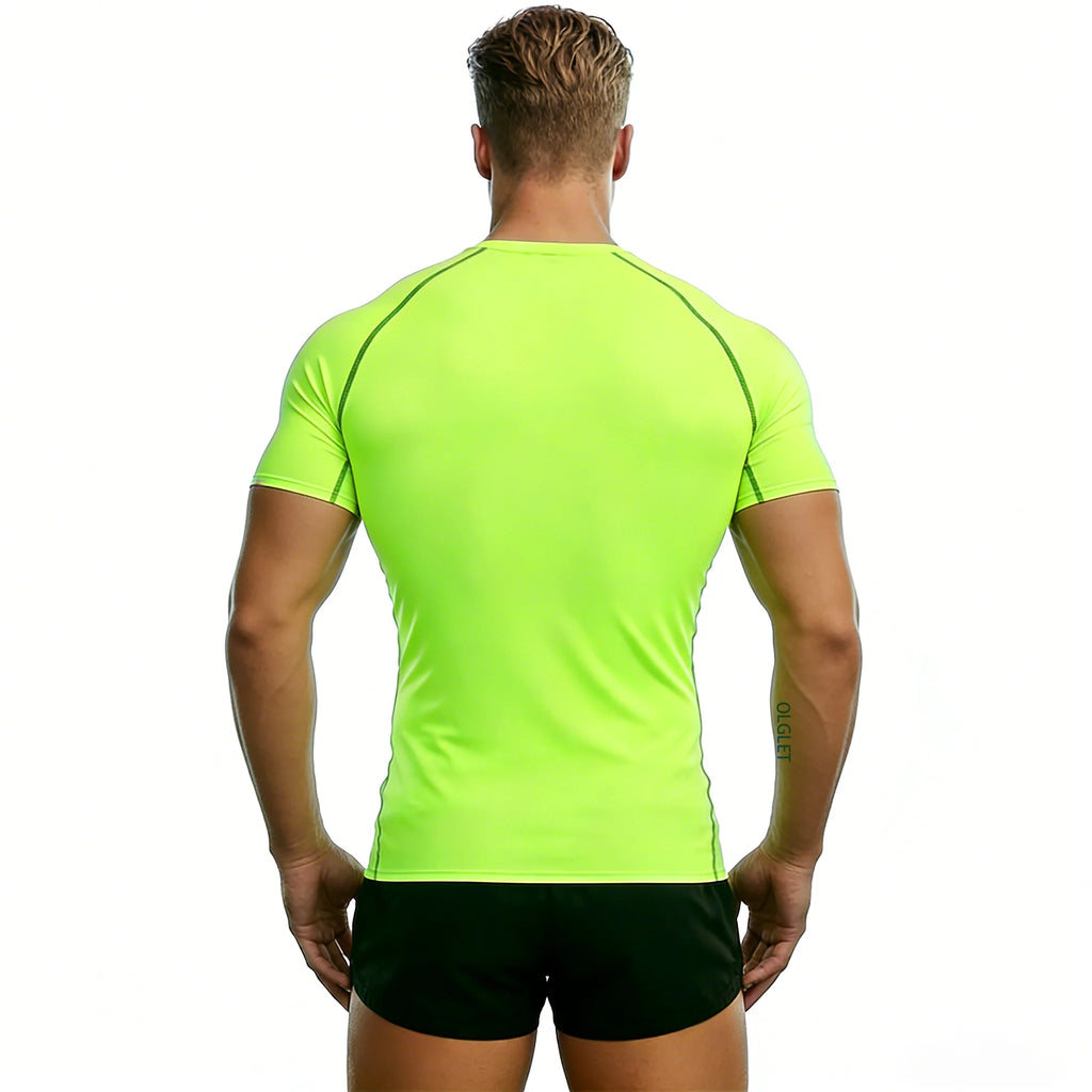T-shirt de compression à séchage rapide avec bande réfléchissante pour homme - Haut de sport élastique pour la course à pied, la salle de sport, la remise en forme