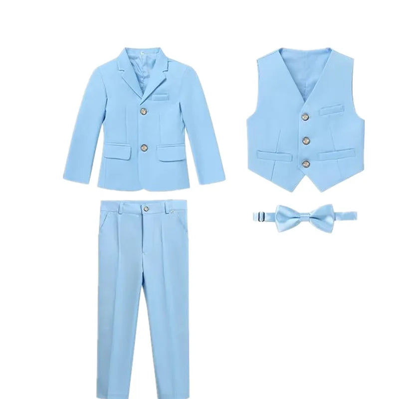 Costume de Cérémonie de Printemps Bleu Ciel pour Enfants et Adolescents (100-170 cm) – Tenue de Photographie pour Garçons, Anniversaire, Mariage