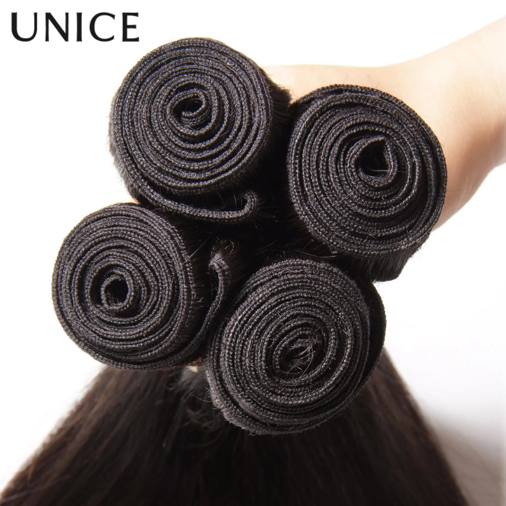 UNice Mèches de cheveux humains ultra-lisses 1/3 pièces/lot Couleur naturelle Non traitées Grade 10A/12A Tissages à coudre