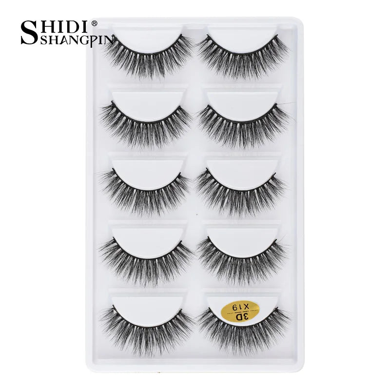 Cils 3D en faux vison X05, cils postiches volumineux et légers, 5 paires réutilisables, cils doux et volumineux, aspect naturel pour le maquillage quotidien et les soirées