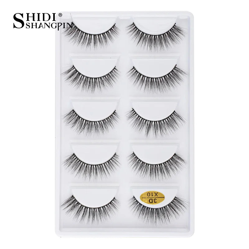 Cils 3D en faux vison X05, cils postiches volumineux et légers, 5 paires réutilisables, cils doux et volumineux, aspect naturel pour le maquillage quotidien et les soirées