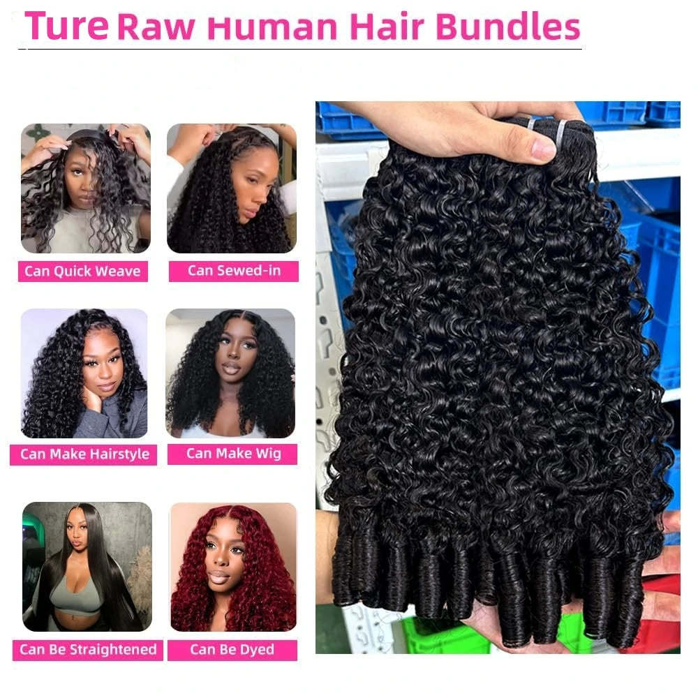 Extensions de Cheveux Bouclés Birmans Vierges Non Traités, 28-30 Pouces, 1, 3 ou 4 Paquets, avec Boucles Spirales aux Extrémités