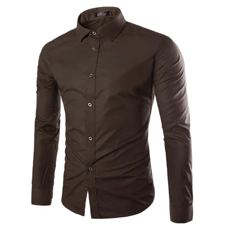 14 couleurs couleur unie hommes à la mode couleur bonbon chemise hommes décontracté à manches longues chemise pour hommes