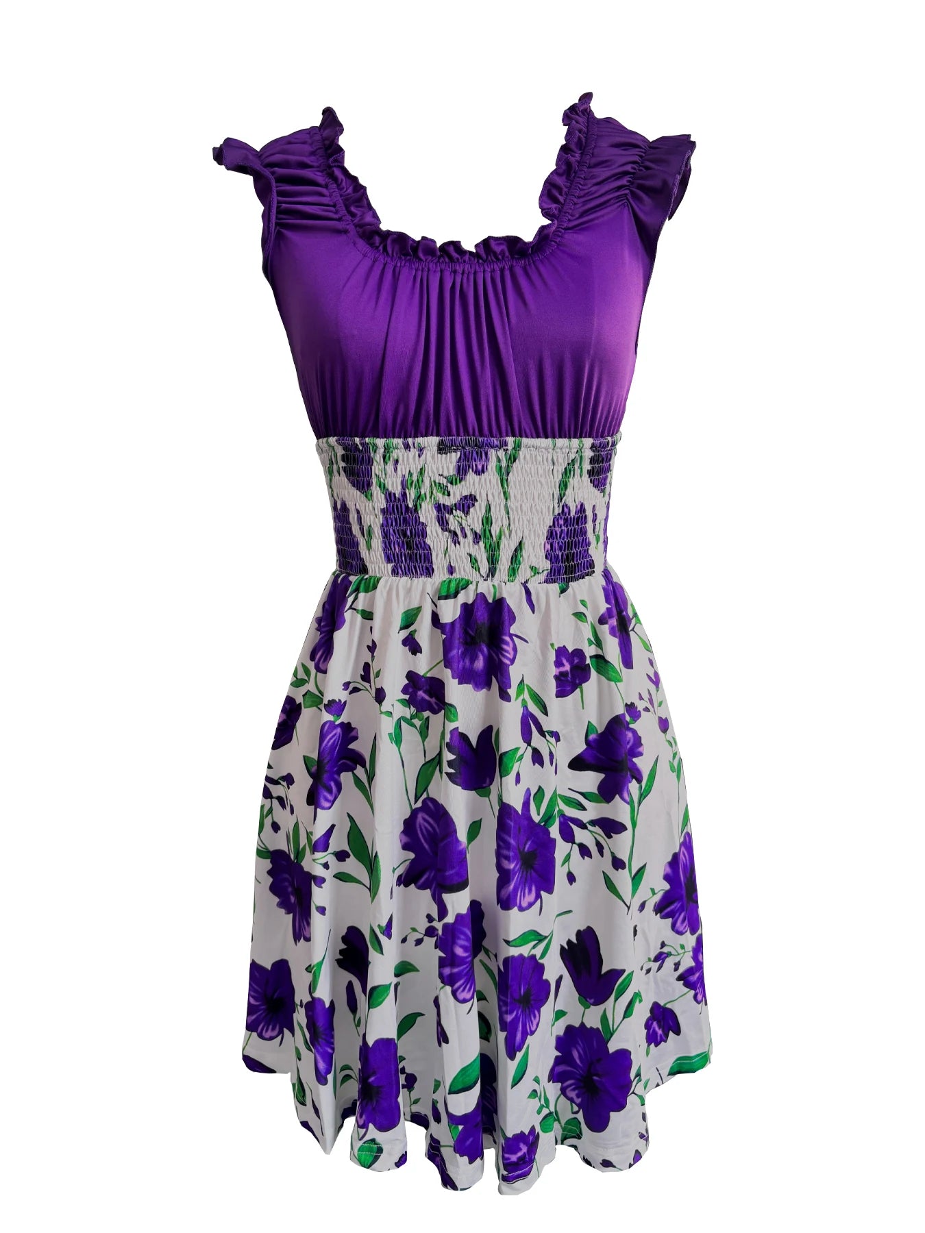 Robe d'été pour femmes, col en v, coupe ajustée, taille élastique, avec motif patchwork floral, adaptée aux vacances à la plage, nouvelle collection