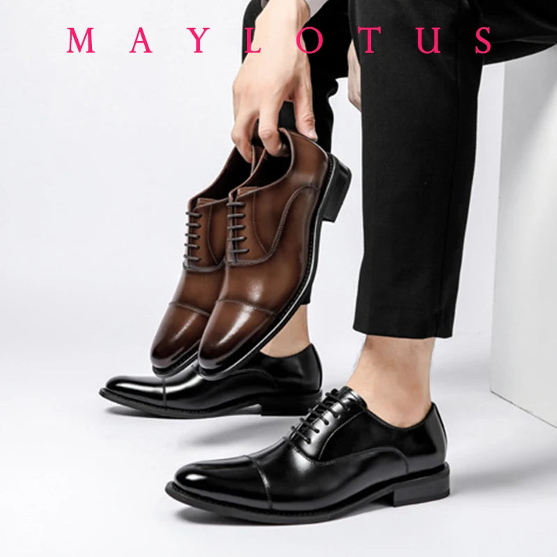 Haute qualité hauteur augmenter Oxford chaussures habillées hommes véritable cuir de vache costume chaussures ascenseur richelieu mariage formel ascenseur chaussures
