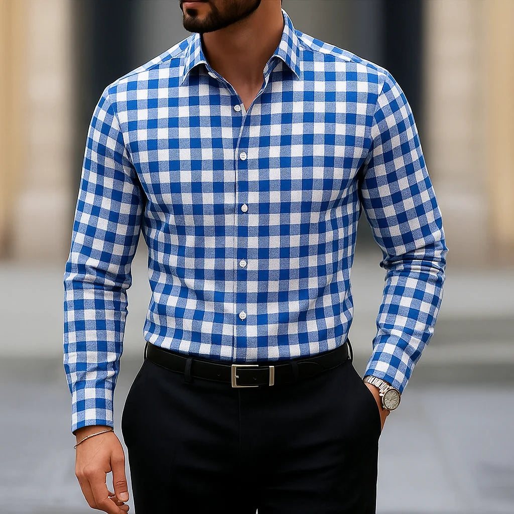 2025 chemise à manches longues pour hommes décontracté coupe ajustée chemise boutonnée conception à rayures avancée chemise pour hommes haut tendance chemisier homme t-shirt