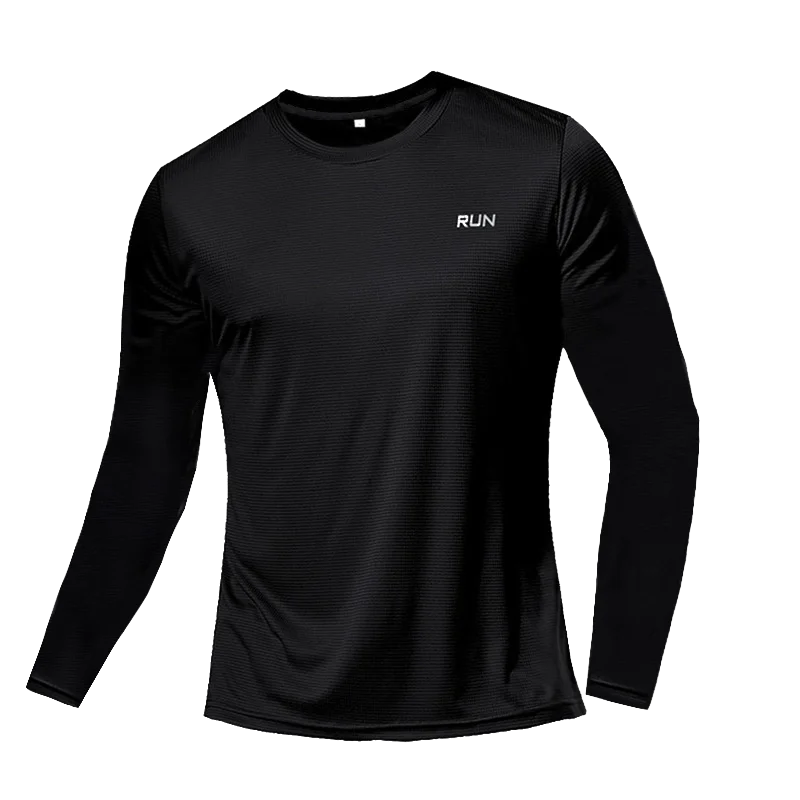 T-Shirt à manches longues en soie glacée pour hommes, Section fine, séchage rapide, respirant, Simple, vêtements de sport décontractés en plein air, équipement de Fitness, printemps