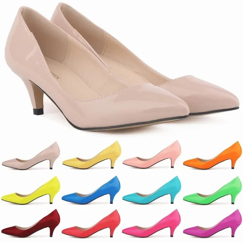 LOSLANDIFEN classique Sexy bout pointu 5 cm bas Med chaton talons hauts femmes pompes chaussures printemps marque Design robe chaussures de mariage