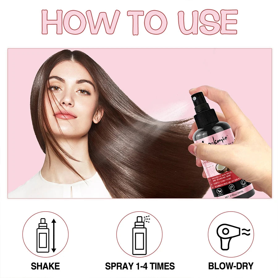 Spray de Protection thermique pour cheveux, sérum de Protection thermique, protège les cheveux contre les UV endommagés, après-shampooing hydratant pour femmes