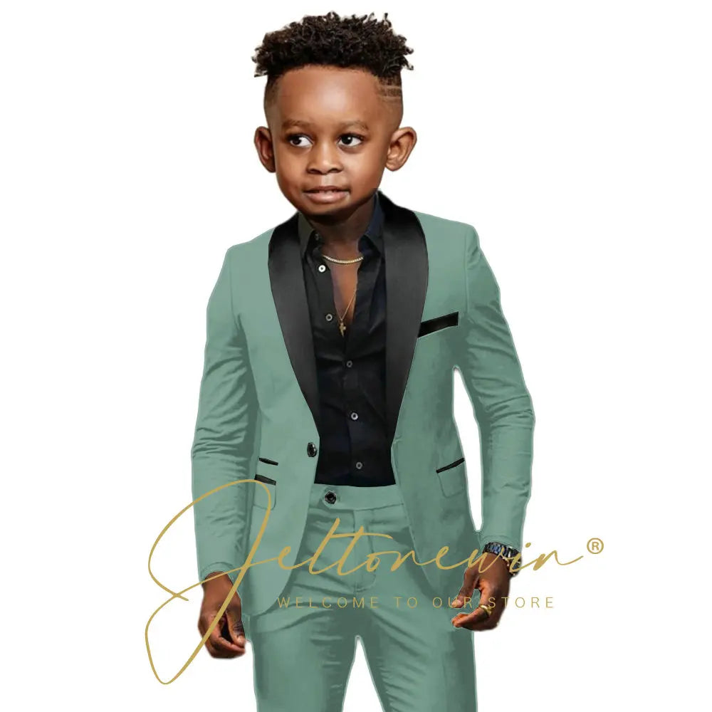 Costumes blancs pour garçons, 2 pièces, smoking de fête formelle de mariage, châle à revers, robe pour enfants, veste et pantalon, ensembles Blazer Slim Fit