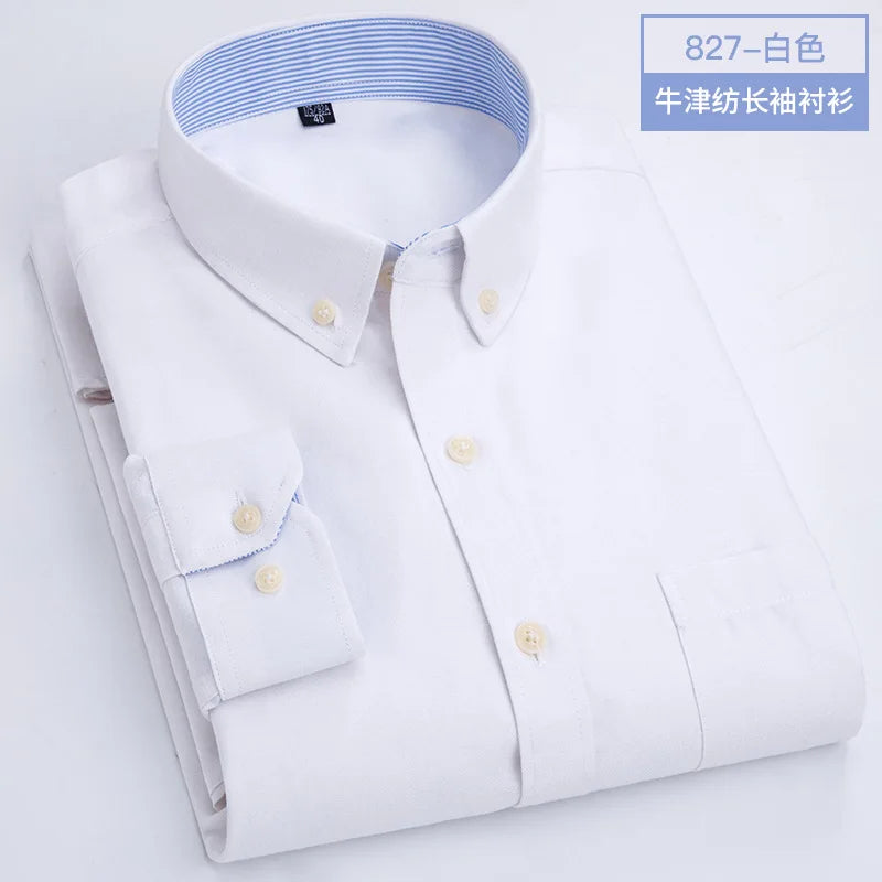 Chemise Homme Manches Longues Oxford Tissée Coupe Slim Infroissable Confortable Douce Décontractée Tendance Simple pour le Travail Printemps Été Automne Hiver
