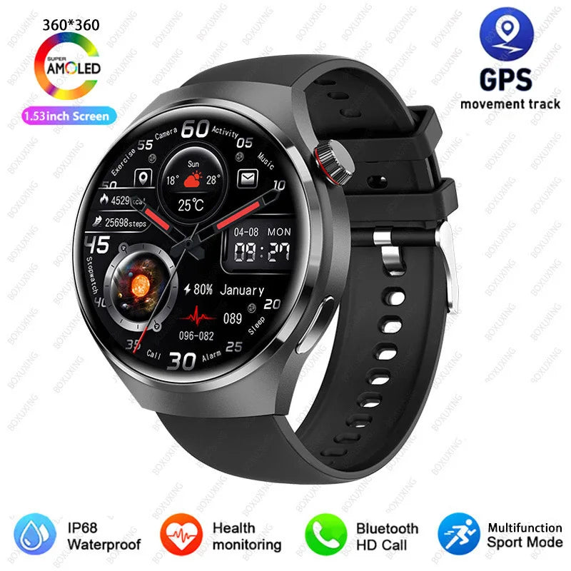 Nouvelle Montre Connectée GPS 4 Pro 2026 pour Hommes, Écran AMOLED 360*360, Fréquence Cardiaque, Appel Bluetooth, Étanche IP68, Montre Intelligente Sportive pour Homme